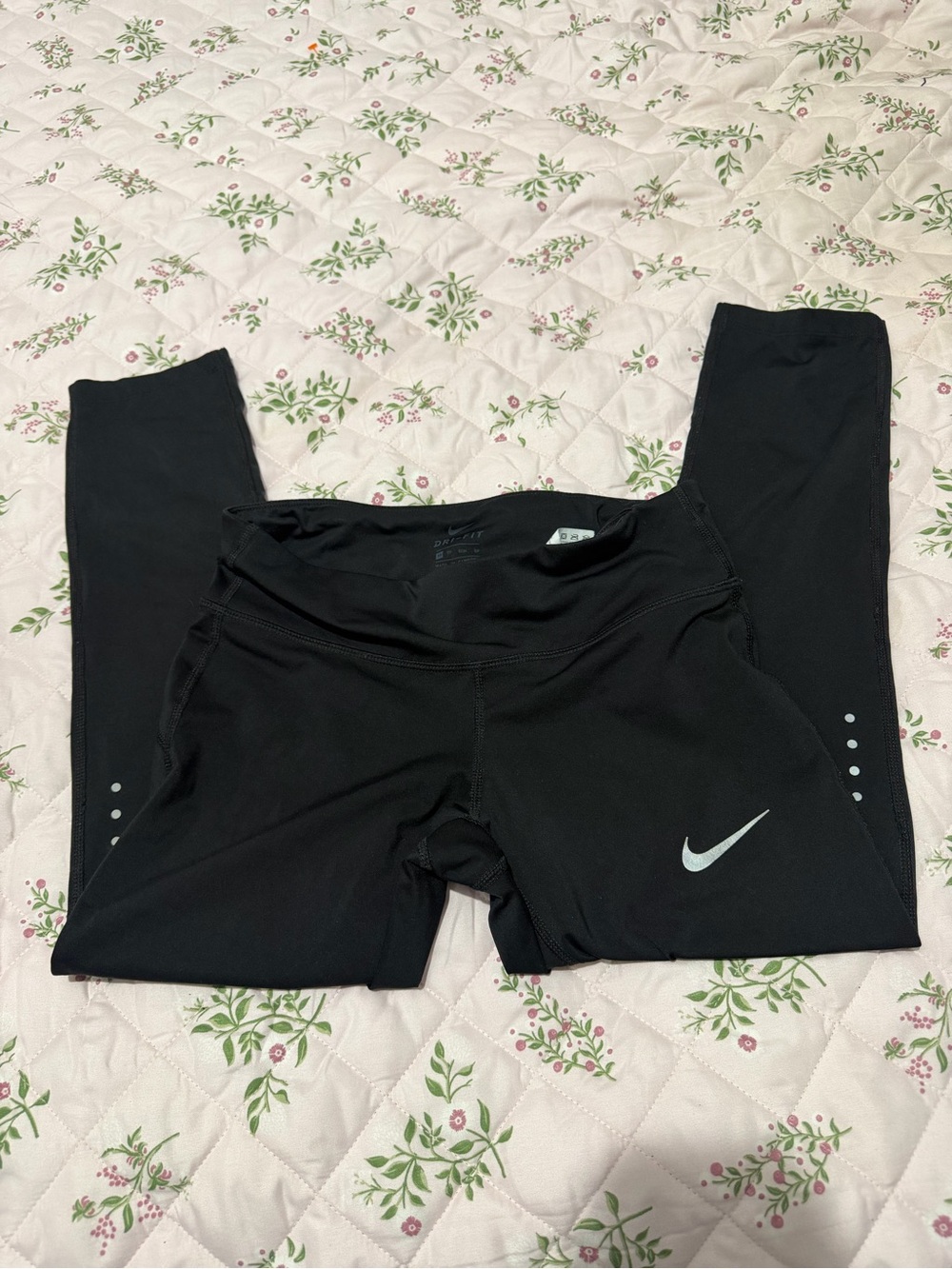 Nike Black Dri-FIT Running Leggings with Reflective Logo